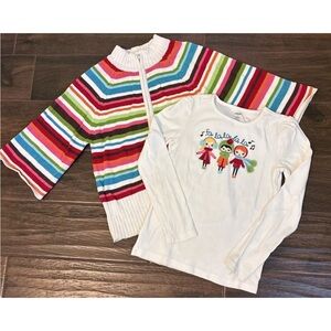 Gymboree COZY CUTIE striped bell sleeve sweater Fa La La Appliqué Shirt 9